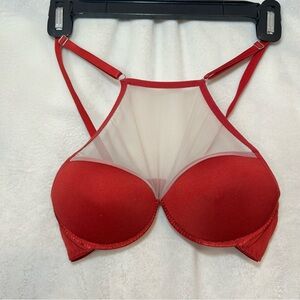 Brasil‎ Red Corset Sheer Bra Size Medium B Cup